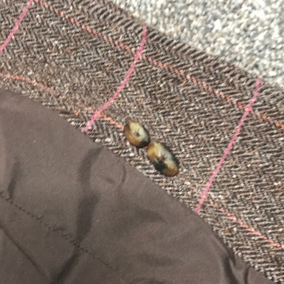 Vintage L.L Bean Brown/Pink Wool Blend Plaid Blazer Jacket - Picture 13 of 14